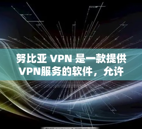 努比亚 VPN 是一款提供VPN服务的软件，允许用户访问互联网时，无需担心所在国家的网络监控。它通过加密和安全的协议，保护用户的数据安全，并提供一个安全可靠的网络连接