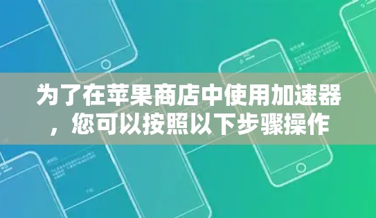 为了在苹果商店中使用加速器，您可以按照以下步骤操作