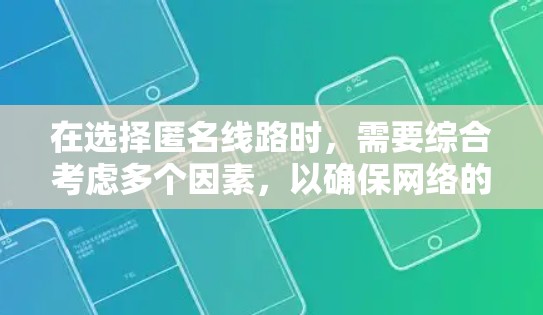 在选择匿名线路时，需要综合考虑多个因素，以确保网络的安全、可靠和高效。以下是对匿名线路的详细选择和建议