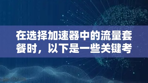 在选择加速器中的流量套餐时，以下是一些关键考虑因素和步骤，帮助你做出明智的决策