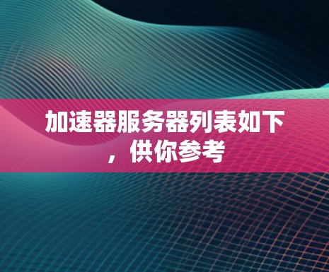 加速器服务器列表如下，供你参考