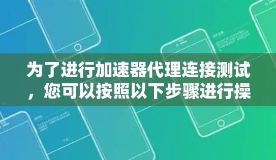为了进行加速器代理连接测试，您可以按照以下步骤进行操作